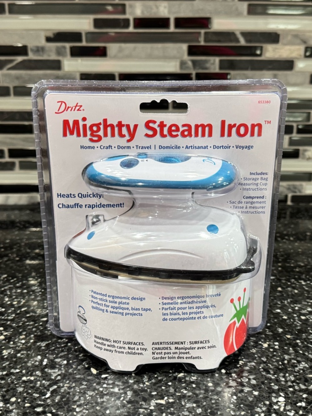 Dritz Mighty Steam Iron - White & Blue